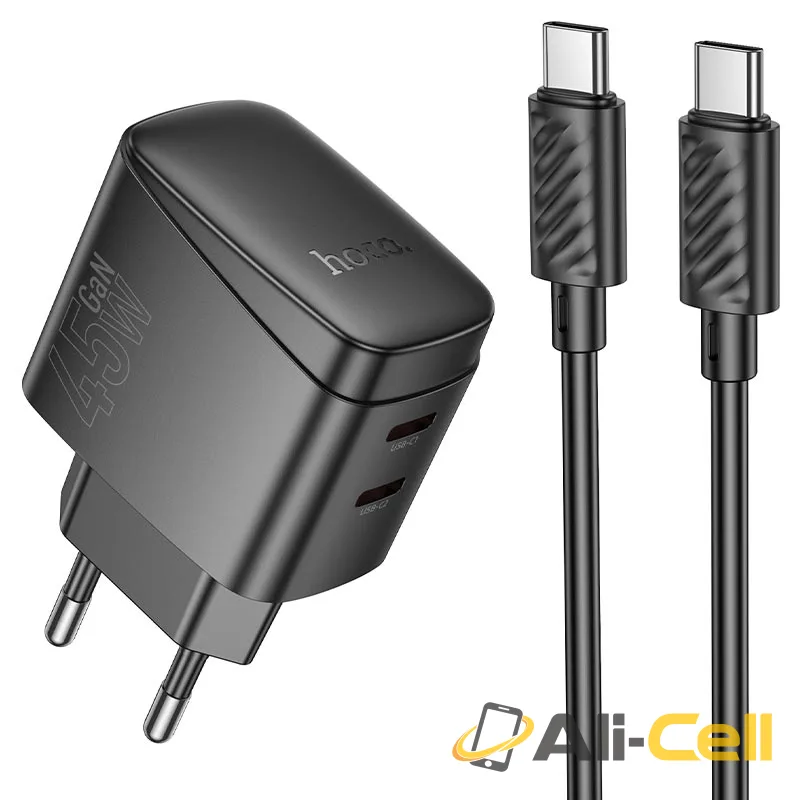 Wall charger “CS62A Bright” PD45W EU cable set (Cs62a Tc Tc Black, Set With Type C To Type C Cable)