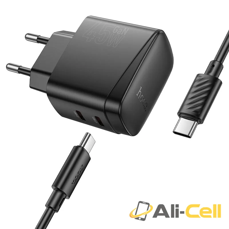 Wall charger “CS62A Bright” PD45W EU cable set (Cs62a Black, Single) — 3