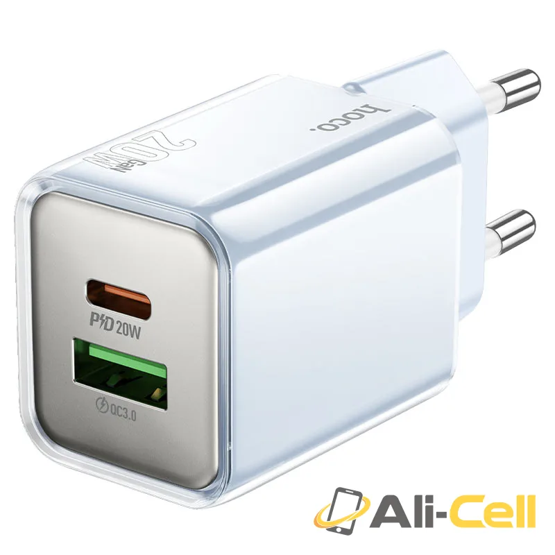 Wall charger “N46 Glorious” PD20W + QC3.0 EU cable set (N46 Blue, Single)