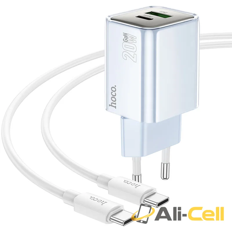 Wall charger “N46 Glorious” PD20W + QC3.0 EU cable set (N46 Blue, Single) — 5