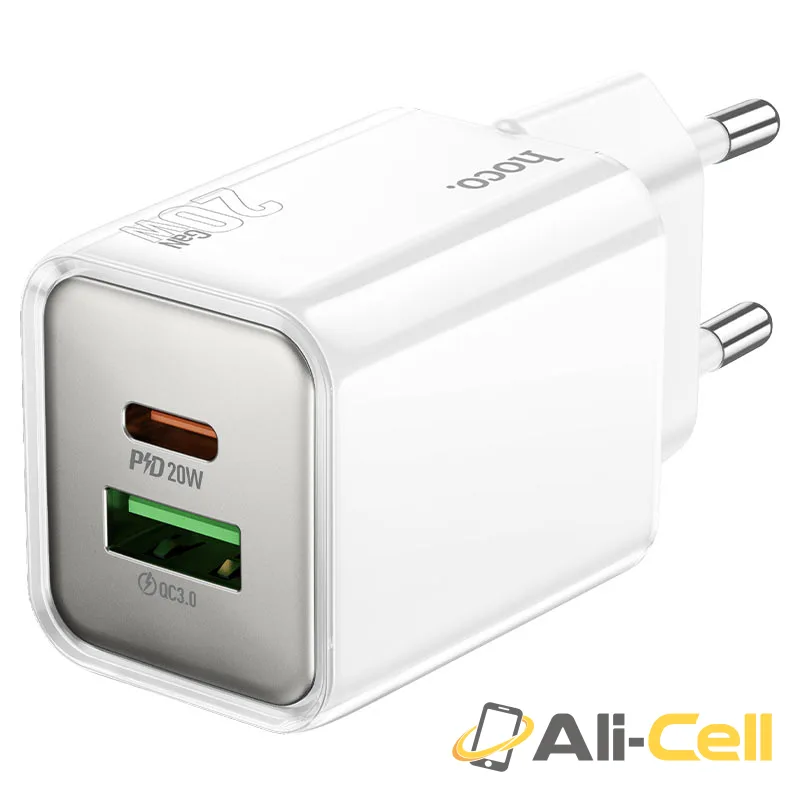 Wall charger “N46 Glorious” PD20W + QC3.0 EU cable set (N46 White, Single)