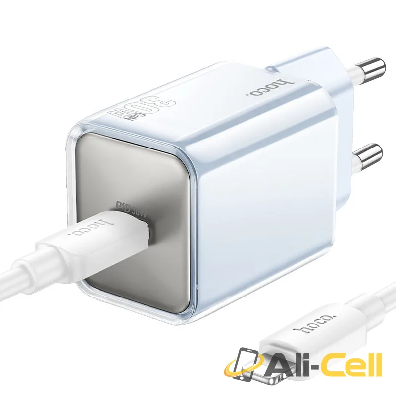 Wall charger “N47 Glorious” PD30W EU cable set (N47 Tc Ip Blue, Set With Type C To Ip Cable)