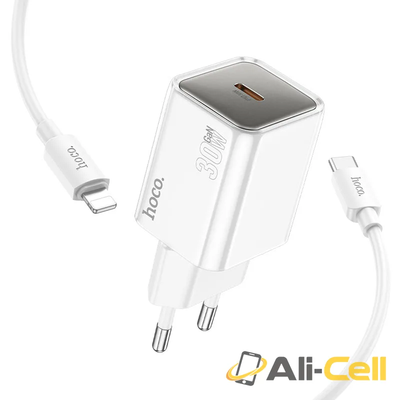 Wall charger “N47 Glorious” PD30W EU cable set (N47 Tc Ip Blue, Set With Type C To Ip Cable) — 3