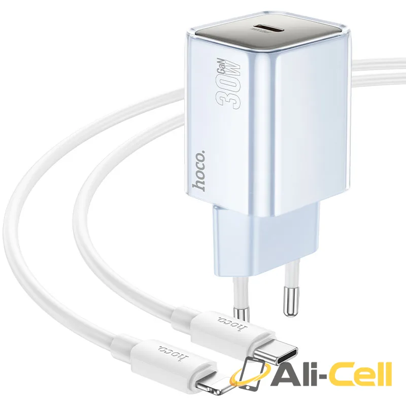 Wall charger “N47 Glorious” PD30W EU cable set (N47 Tc Ip Blue, Set With Type C To Ip Cable) — 4