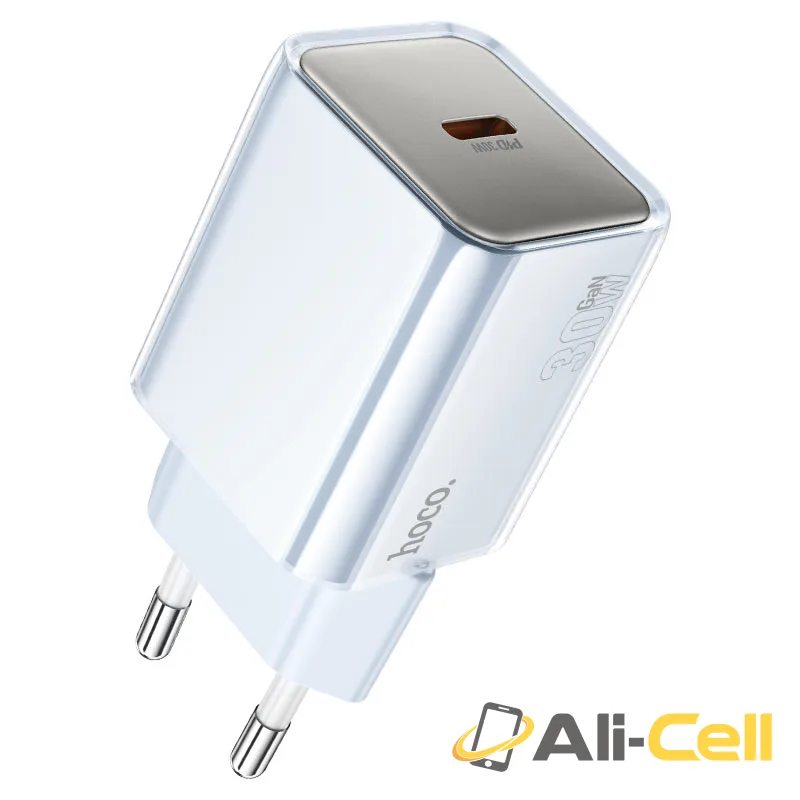 Wall charger “N47 Glorious” PD30W EU cable set (N47 Tc Ip White, Set With Type C To Ip Cable) — 2