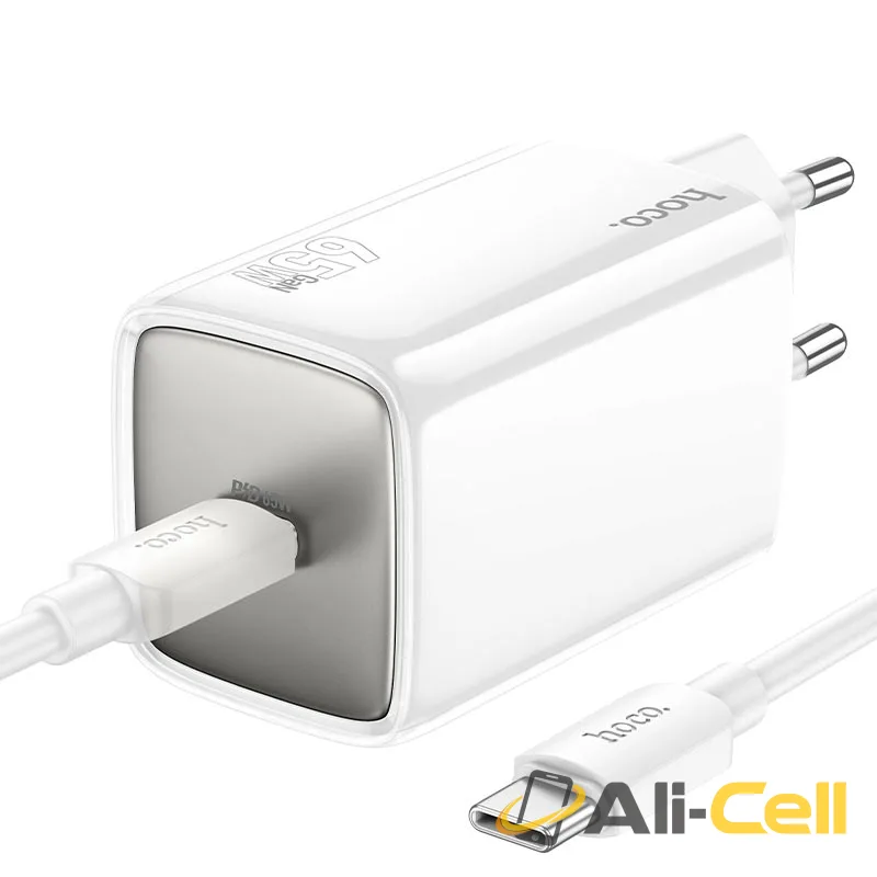 Wall charger “N48 Glorious” PD65W EU cable set (N48 Tc Tc White, Set With Type C To Type C Cable)