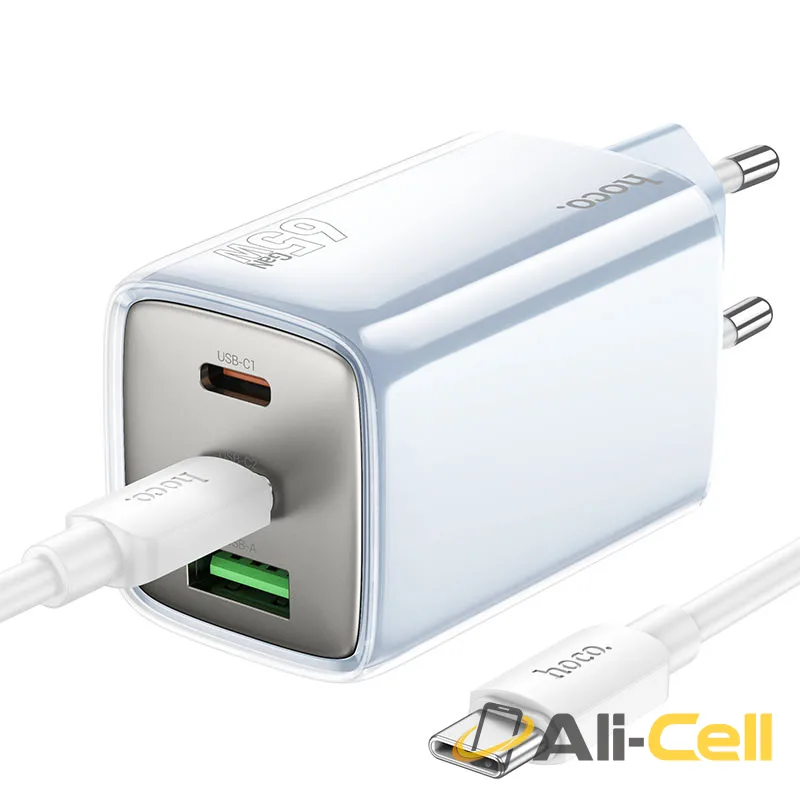 Wall charger “N49 Glorious” PD65W EU cable set (N49 Tc Tc Blue, Set With Type C To Type C Cable)