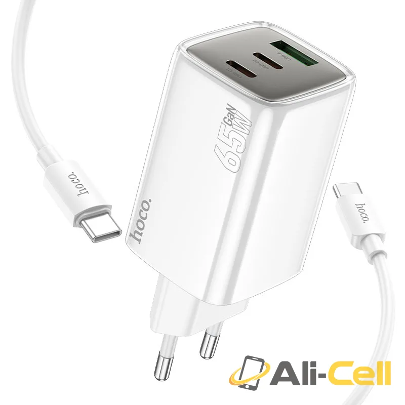 Wall charger “N49 Glorious” PD65W EU cable set (N49 Tc Tc Blue, Set With Type C To Type C Cable) — 3