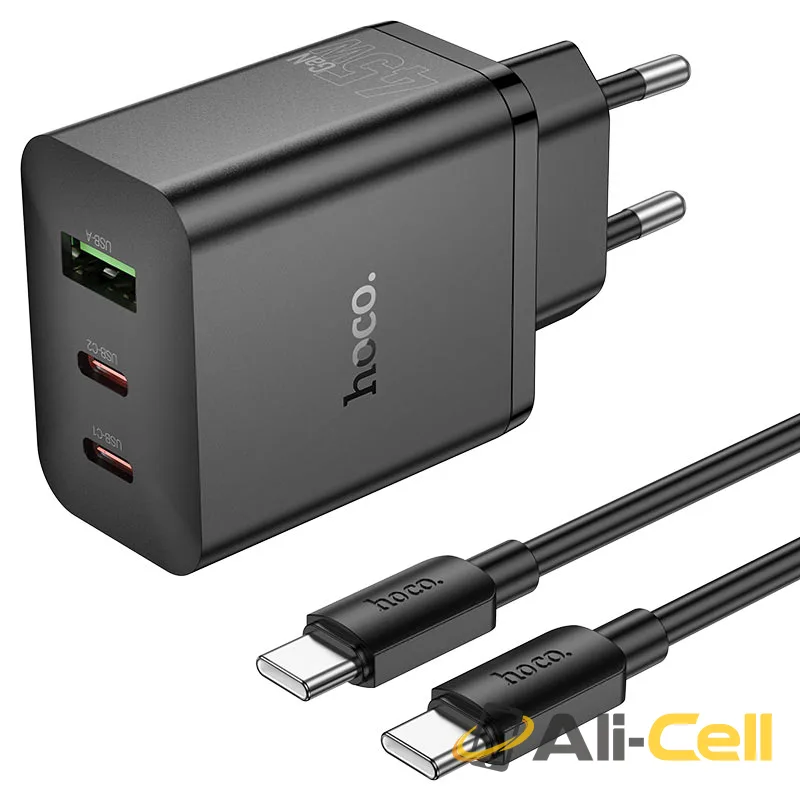 Wall charger “N50 Scenery” PD45W EU cable set (N50 Tc Tc Black, Set With Type C To Type C Cable)