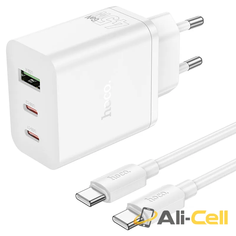 Wall charger “N50 Scenery” PD45W EU cable set (N50 Tc Tc White, Set With Type C To Type C Cable)