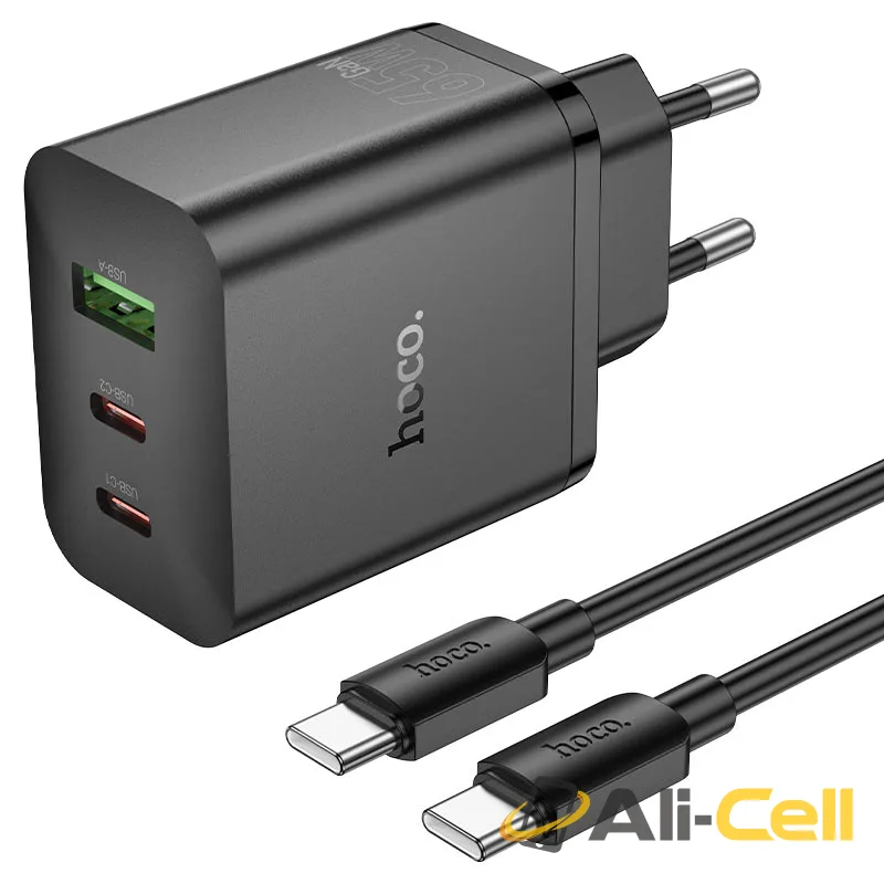 Wall charger “N51 Scenery” PD65W EU cable set (N51 Tc Tc Black, Set With Type C To Type C Cable)