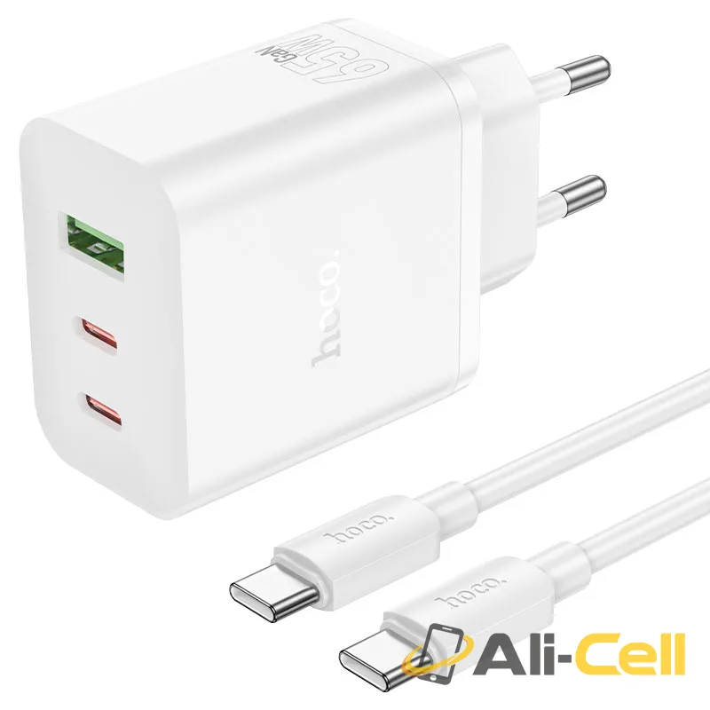 Wall charger “N51 Scenery” PD65W EU cable set (N51 Tc Tc White, Set With Type C To Type C Cable)