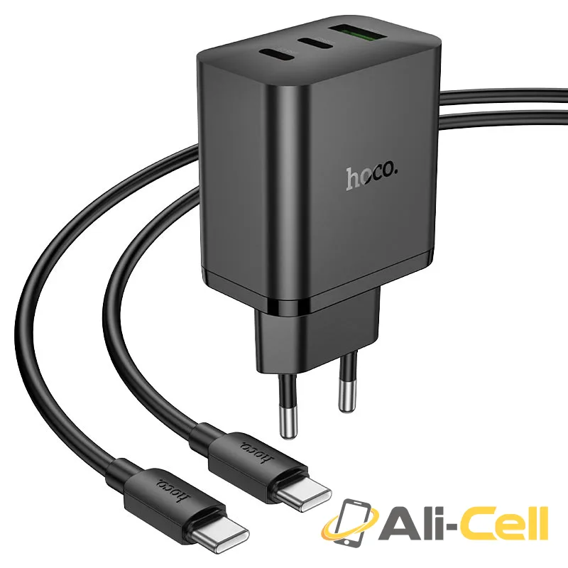 Wall charger “N51 Scenery” PD65W EU cable set (N51 Tc Tc White, Set With Type C To Type C Cable) — 3