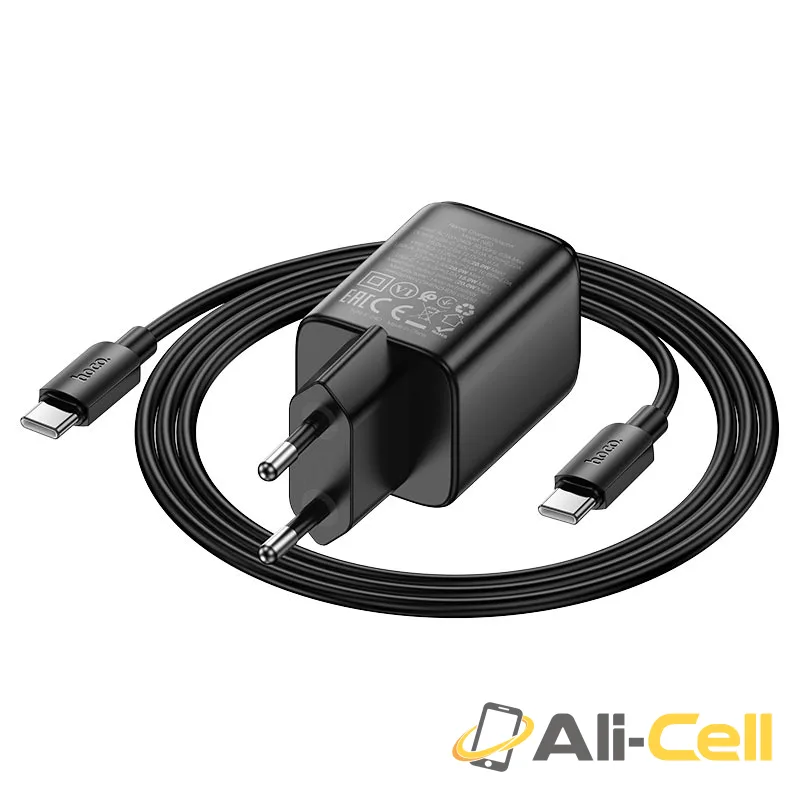 Wall charger “N52 Monsoon” PD20W + QC3.0 EU cable set (N52 Tc Ip Black, Set With Type C To Ip Cable) — 5