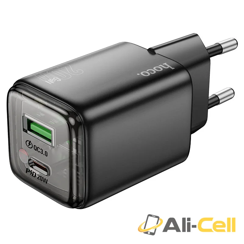 Wall charger “N52 Monsoon” PD20W + QC3.0 EU cable set (N52 Black, Single)