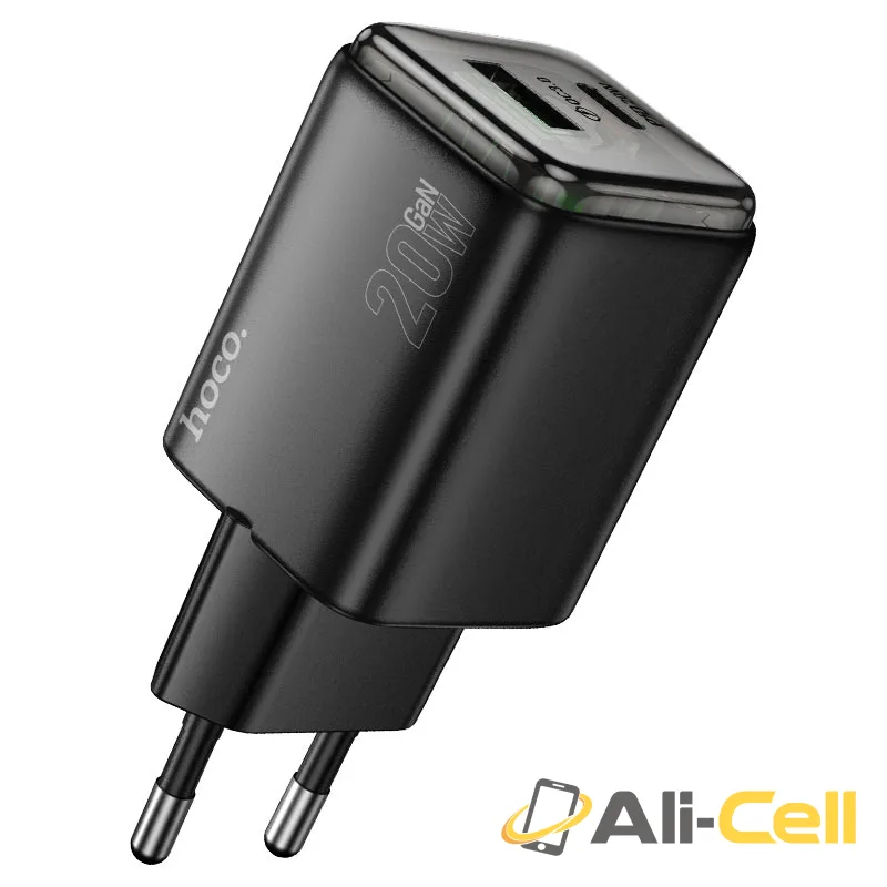 Wall charger “N52 Monsoon” PD20W + QC3.0 EU cable set (N52 Black, Single) — 2