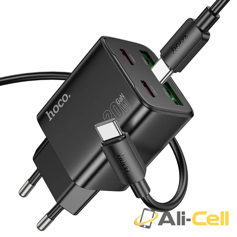 Wall charger “N55 Fundador” PD20W EU cable set (N55 Tc Ip Black, Set With Type C To Ip Cable) — 3