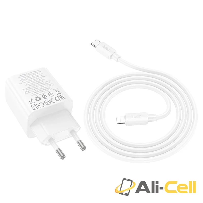 Wall charger “N55 Fundador” PD20W EU cable set (N55 Tc Ip Black, Set With Type C To Ip Cable) — 4