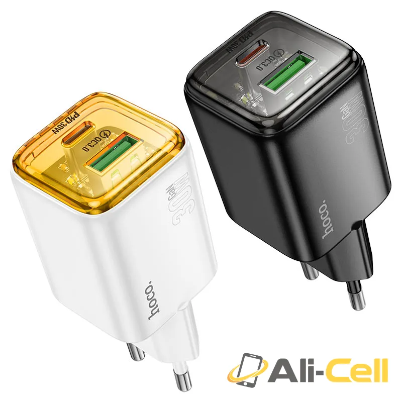 Wall charger “N53 Monsoon” PD30W + QC3.0 EU cable set (N53 Tc Ip Black, Set With Type C To Ip Cable) — 6
