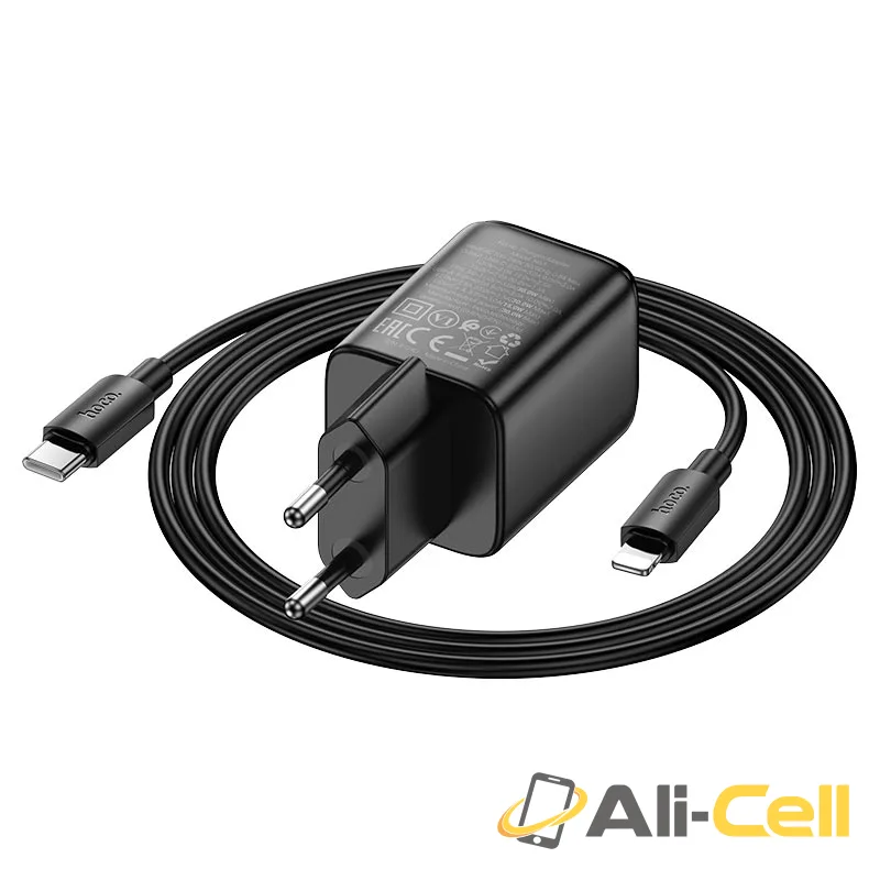 Wall charger “N53 Monsoon” PD30W + QC3.0 EU cable set (N53 Tc Ip White, Set With Type C To Ip Cable) — 5