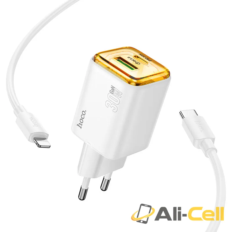 Wall charger “N53 Monsoon” PD30W + QC3.0 EU cable set (N53 Black, Single) — 3