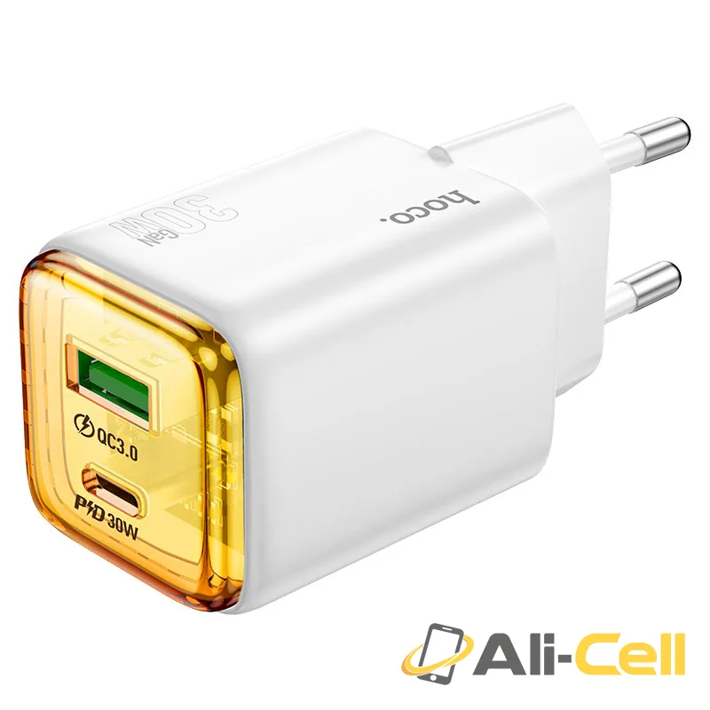 Wall charger “N53 Monsoon” PD30W + QC3.0 EU cable set (N53 White, Single)