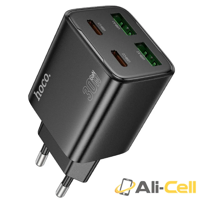 Wall charger “N56 Fundador” PD30W EU cable set (N56 Tc Tc Black, Set With Type C To Type C Cable) — 2