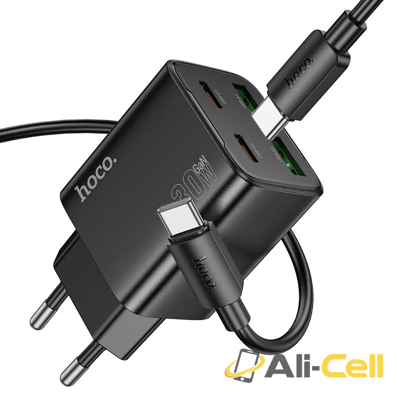 Wall charger “N56 Fundador” PD30W EU cable set (N56 Tc Tc White, Set With Type C To Type C Cable) — 3
