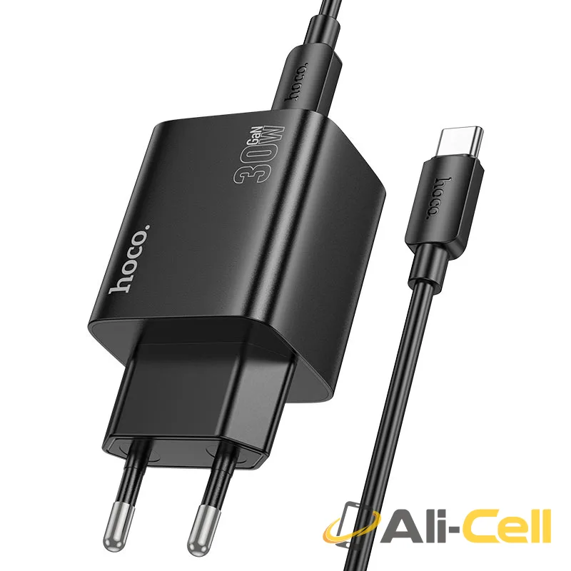Wall charger “N56 Fundador” PD30W EU cable set (N56 Black, Single) — 5
