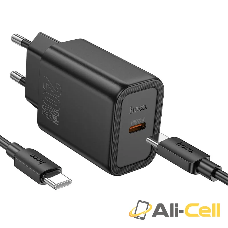 Wall charger “N60 Gentle” PD20W EU cable set (N60 Tc Tc Black, Set With Type C To Type C Cable)