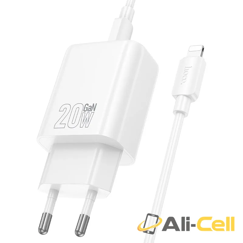 Wall charger “N60 Gentle” PD20W EU cable set (N60 Tc Ip Black, Set With Type C To Ip Cable) — 4
