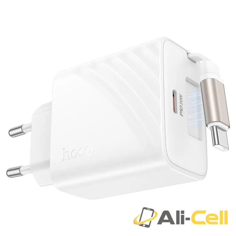 Wall charger “N57 Full” PD20W EU retractable cable (N57 Black) — 6