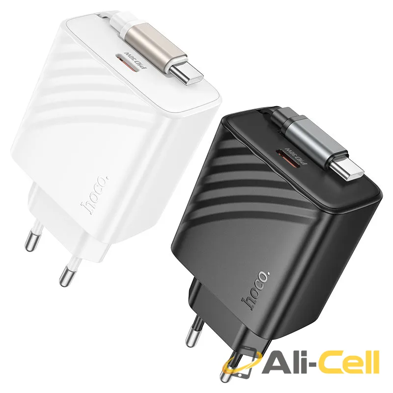 Wall charger “N58 Full” PD30W EU retractable cable (N58 Black) — 6