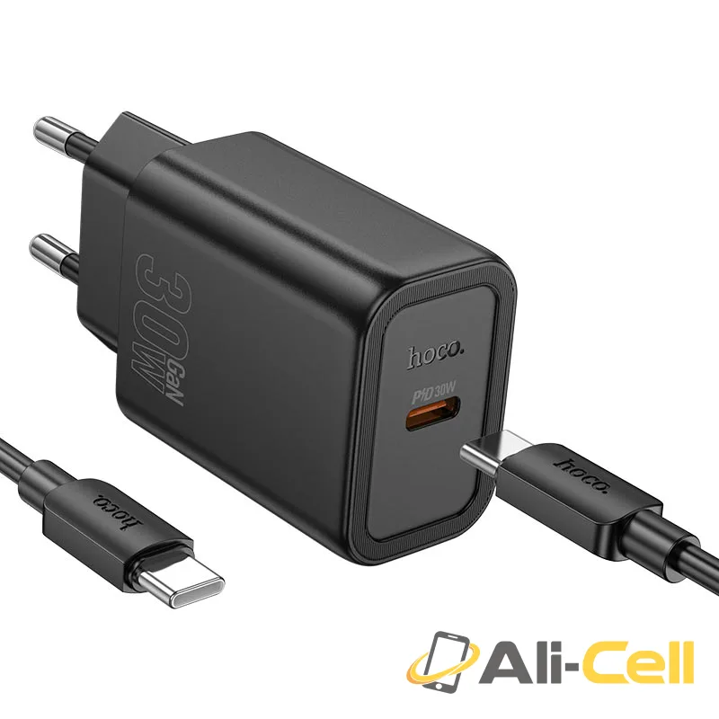 Wall charger “N62 Gentle” PD30W EU cable set (N62 Tc Tc Black, Set With Type C To Type C Cable)