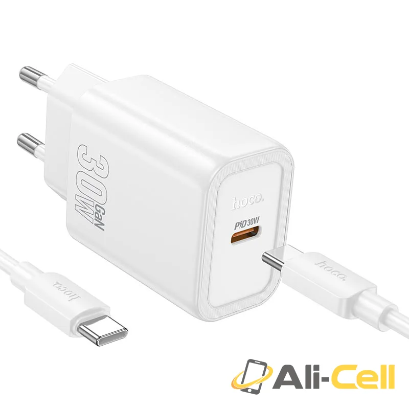 Wall charger “N62 Gentle” PD30W EU cable set (N62 Tc Tc White, Set With Type C To Type C Cable)
