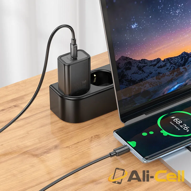 Wall charger “N62 Gentle” PD30W EU cable set (N62 Tc Ip Black, Set With Type C To Ip Cable) — 8