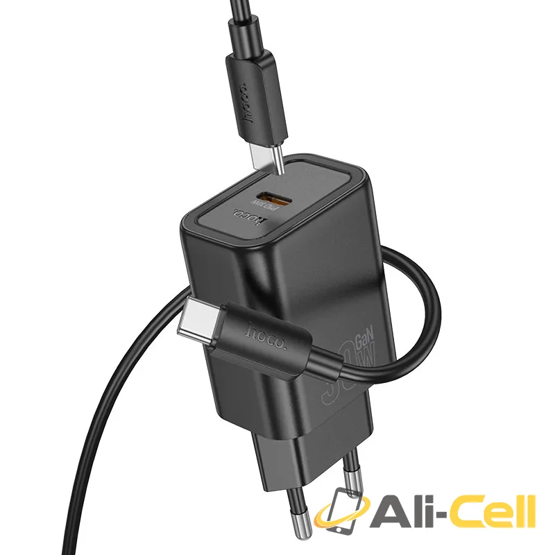 Wall charger “N62 Gentle” PD30W EU cable set (N62 Black, Single) — 3