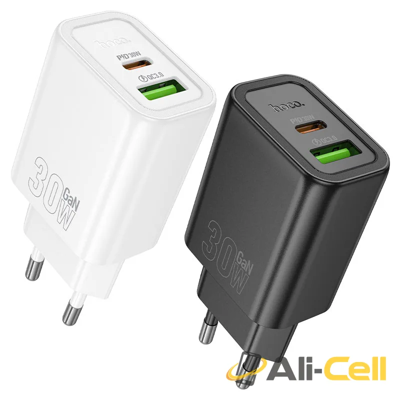 Wall charger “N63 Gentle” PD30W + QC3.0 EU cable set (N63 Tc Ip Black, Set With Type C To Ip Cable) — 6