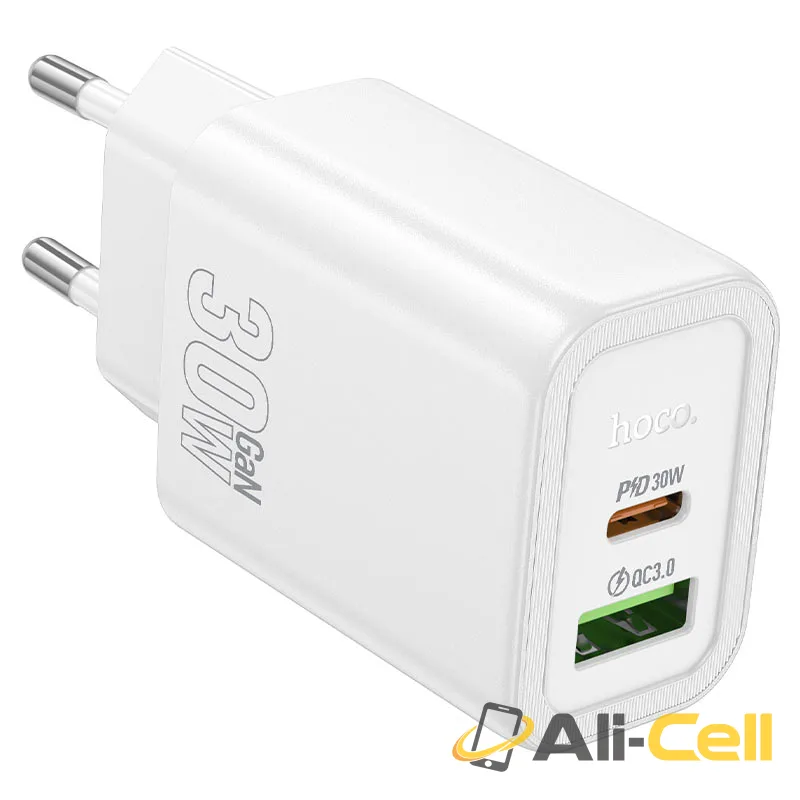 Wall charger “N63 Gentle” PD30W + QC3.0 EU cable set (N63 White, Single)