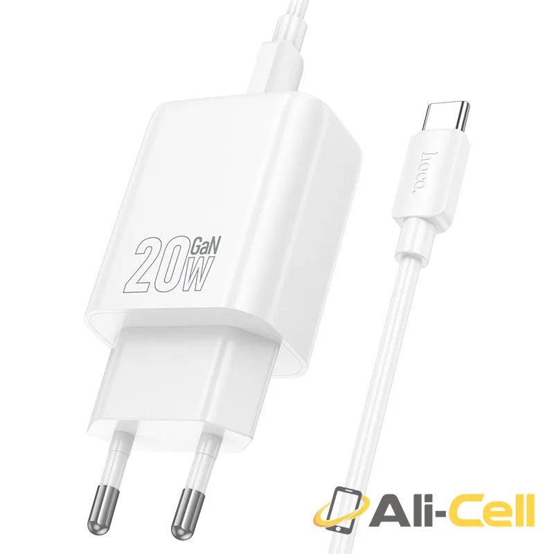 Wall charger “N61 Gentle” PD20W + QC3.0 EU cable set (N61 Tc Tc Black, Set With Type C To Type C Cable) — 3