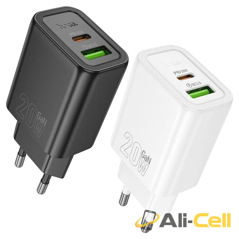 Wall charger “N61 Gentle” PD20W + QC3.0 EU cable set (N61 Tc Ip White, Set With Type C To Ip Cable) — 6