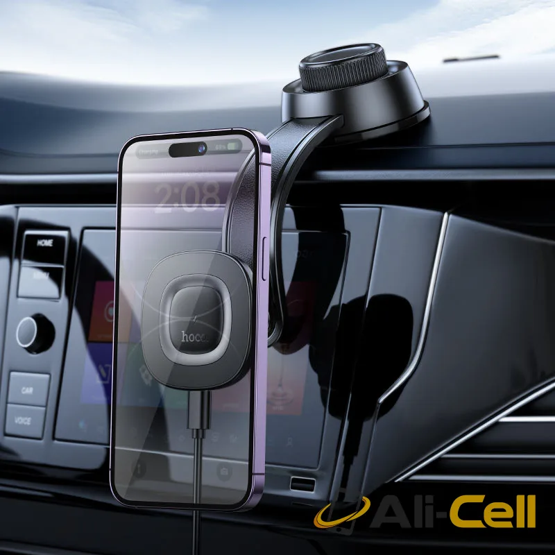 Car wireless charger “HW31 Crown” for dashboard (Hw31 Black Metal Grey) — 7