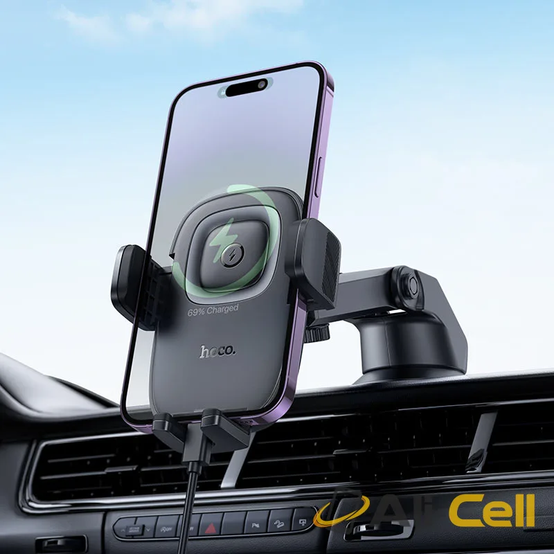 Car wireless charger “HW32 Crown” for dashboard (Hw32 Black Metal Grey) — 8