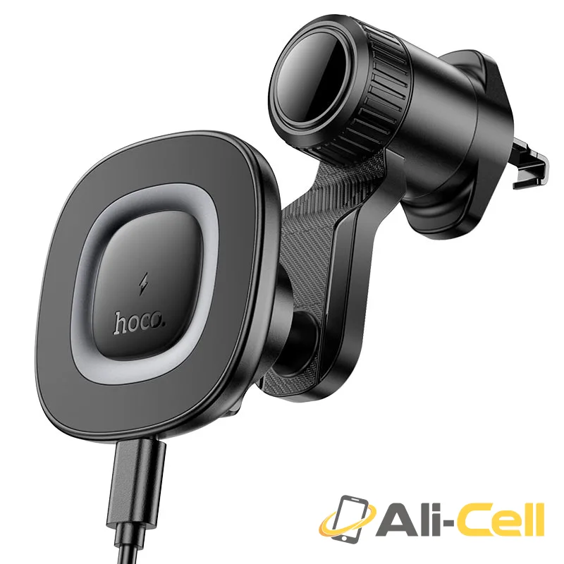 Car wireless charger “HW30 Crown” for air outlet (Hw30 Black Metal Grey) — 2