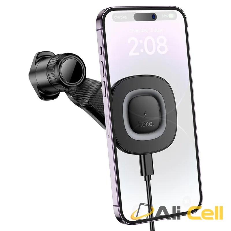 Car wireless charger “HW30 Crown” for air outlet (Hw30 Black Metal Grey) — 3