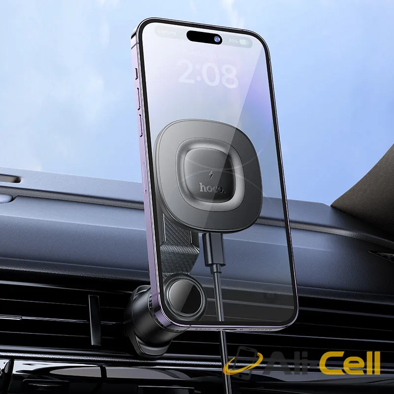 Car wireless charger “HW30 Crown” for air outlet (Hw30 Black Metal Grey) — 8