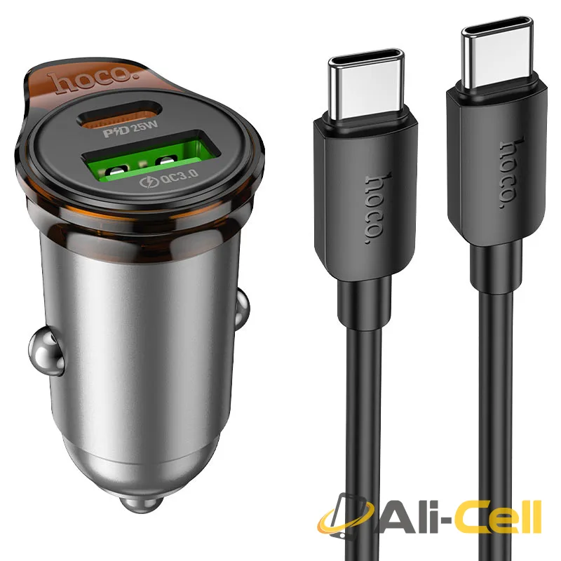 Car charger “NZ16A Rigorous” 43W cable set (Nz16a Tc Tc Metal Grey, Set With Type C To Type C Cable)