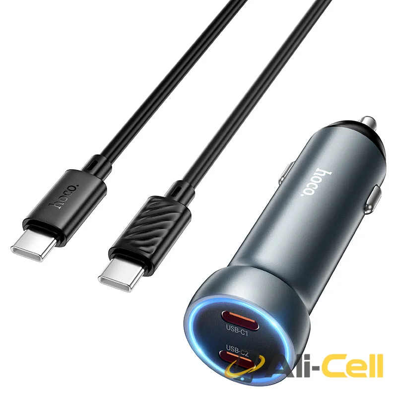 Car charger “Z54B Prosperous” 60W cable set (Z54b Tc Tc Metal Grey, Set With Type C To Type C Cable)