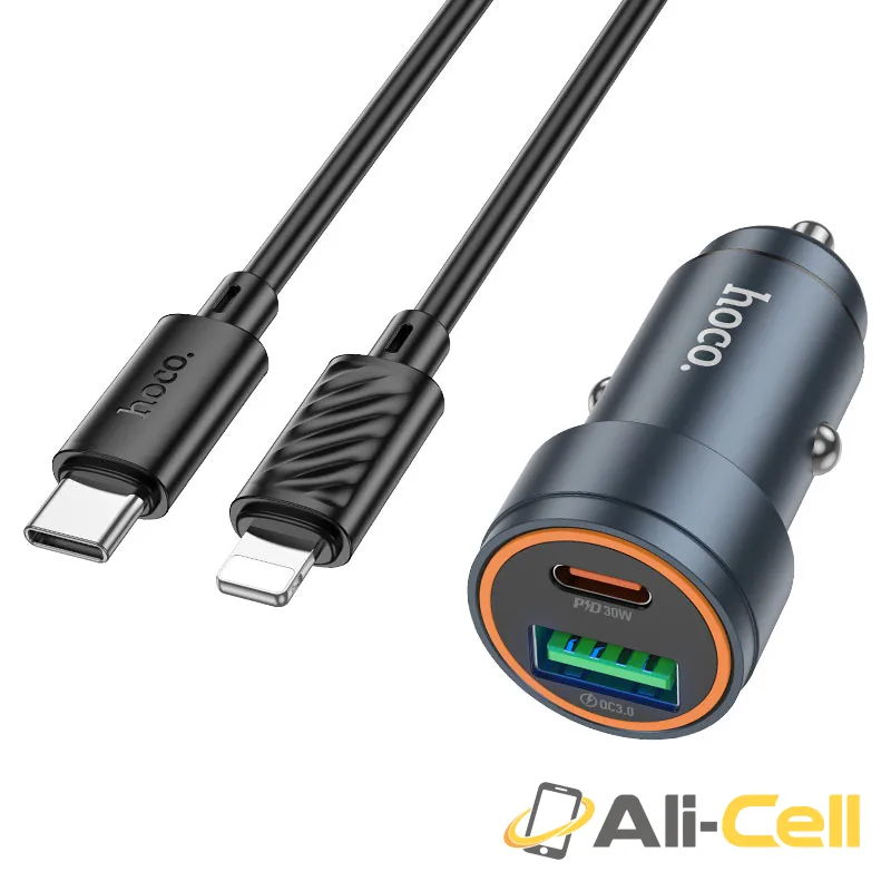 Car charger “Z57A Glorious” 30W cable set (Z57a Tc Ip Metal Grey, Set With Type C To Ip Cable)