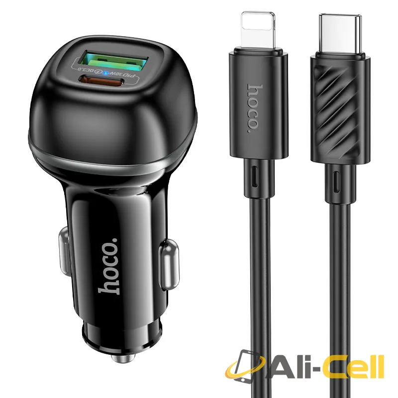 Car charger “Z58A Rank” 48W cable set (Z58a Tc Ip Black, Set With Type C To Ip Cable)